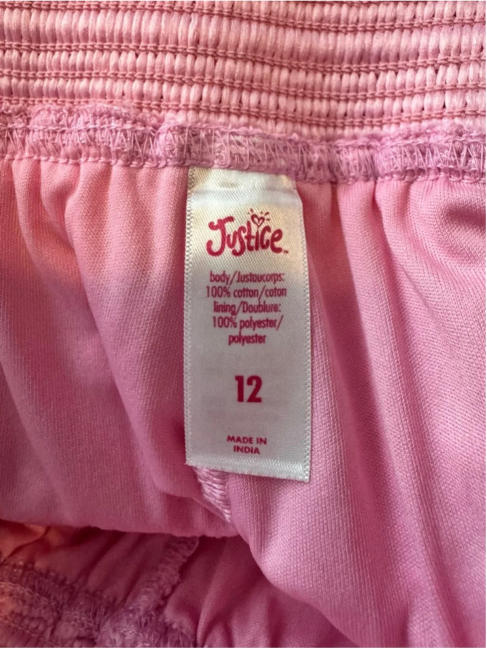 Girls Justice Pink Crochet Tiered Shorts Size 12